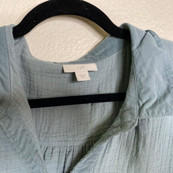 J. Jill Top Women's Textured Cotton Gauze Long Sleeves Coastal Blue Size 3X - Picture 3 of 11